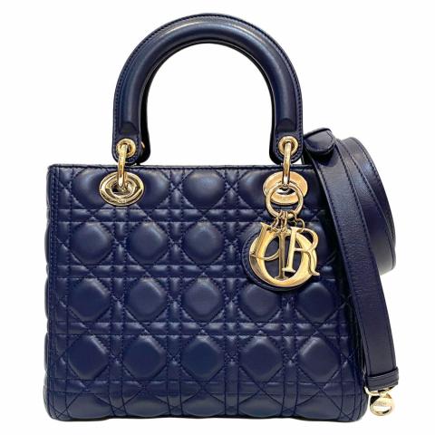 Sell Christian Dior Lady Dior Medium Navy GHW Navy Blue